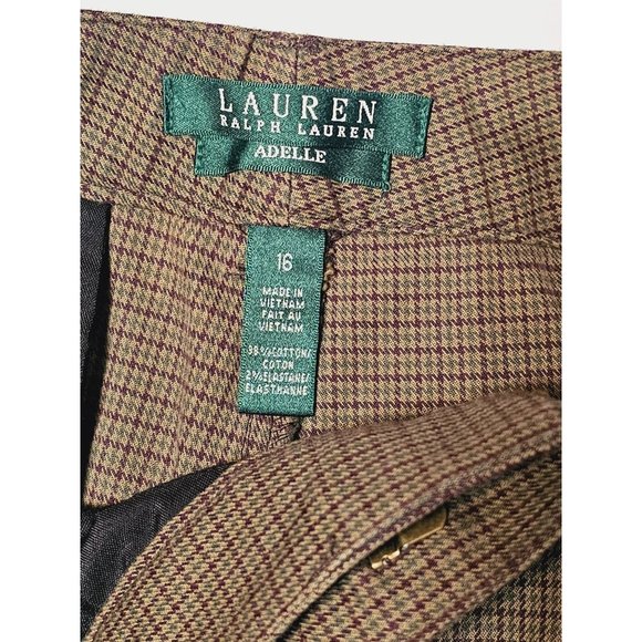 Ralph Lauren Adelle Pants Size 16 Checkered brown - Picture 3 of 7